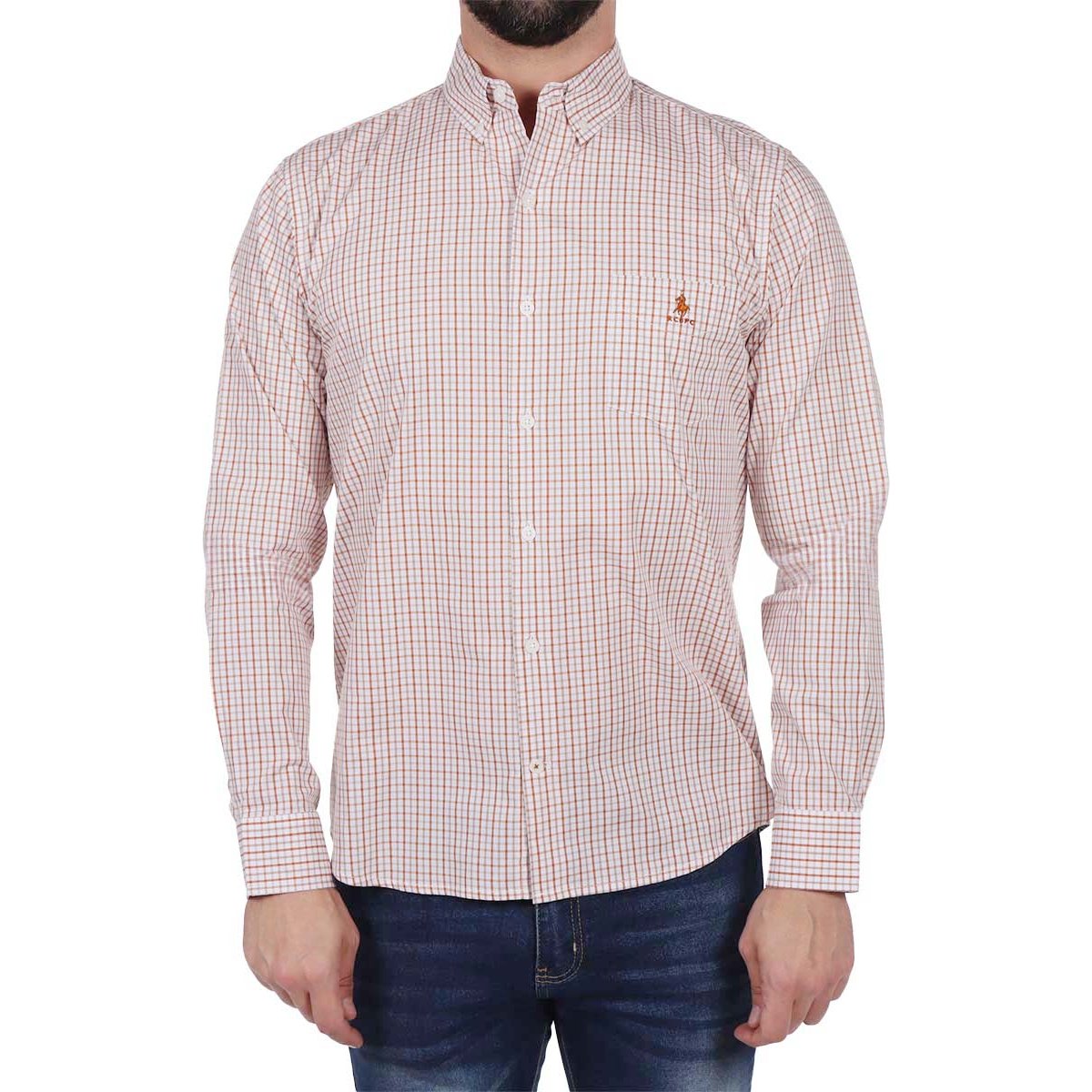 Camisa de Vestir Ml Cuadros Neutros Polo Club para Hombre