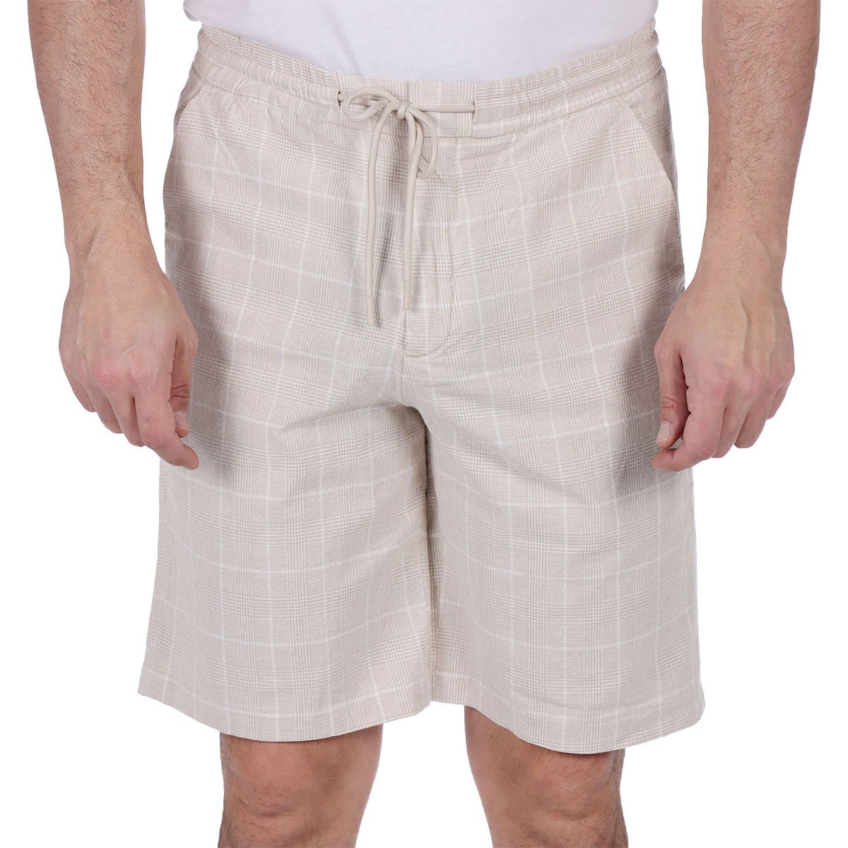 Bermuda Cuadros en Mezcla de Lino Bruno Magnani con Jareta para Hombre