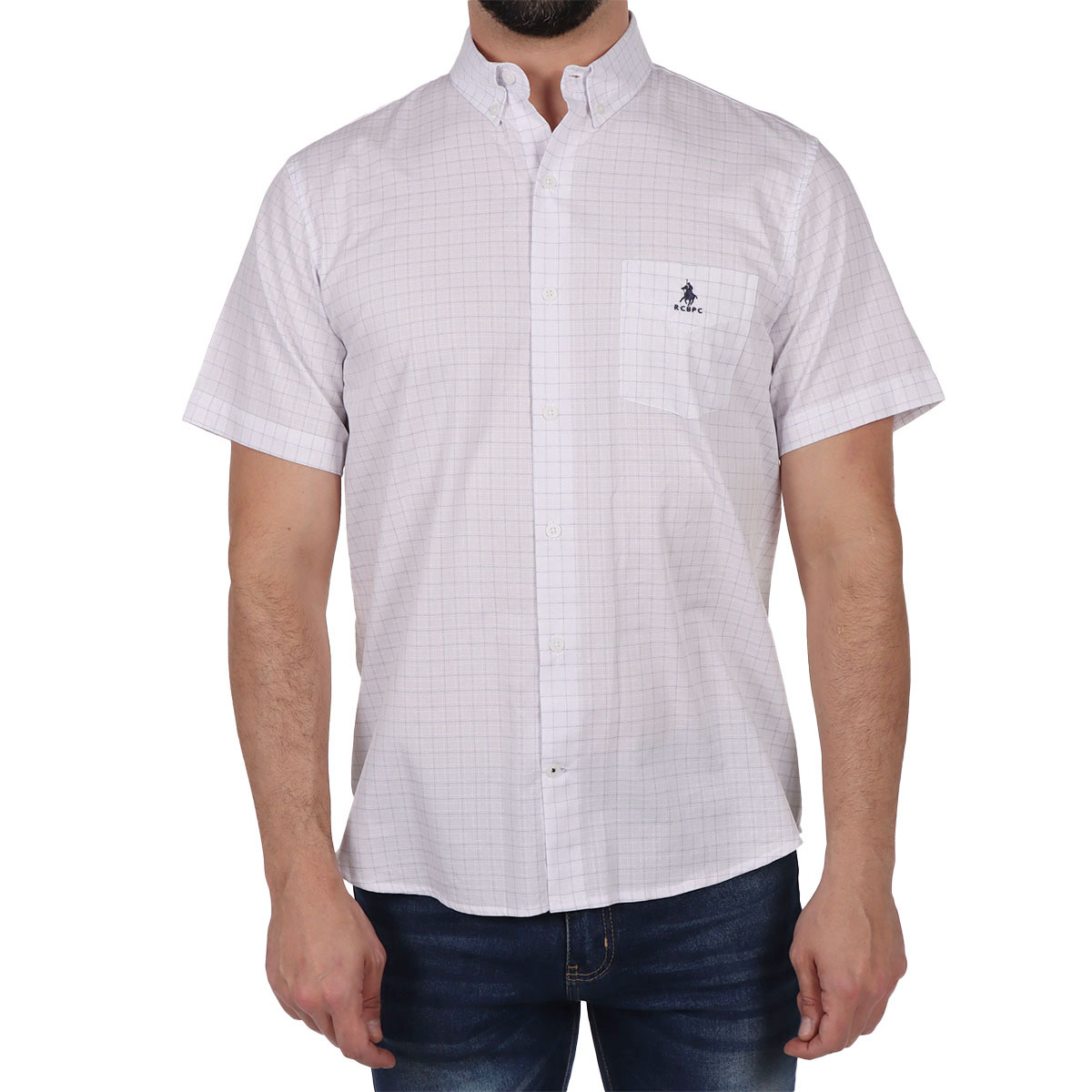 Camisa Manga Corta Estampado Cuadros Polo Club para Hombre