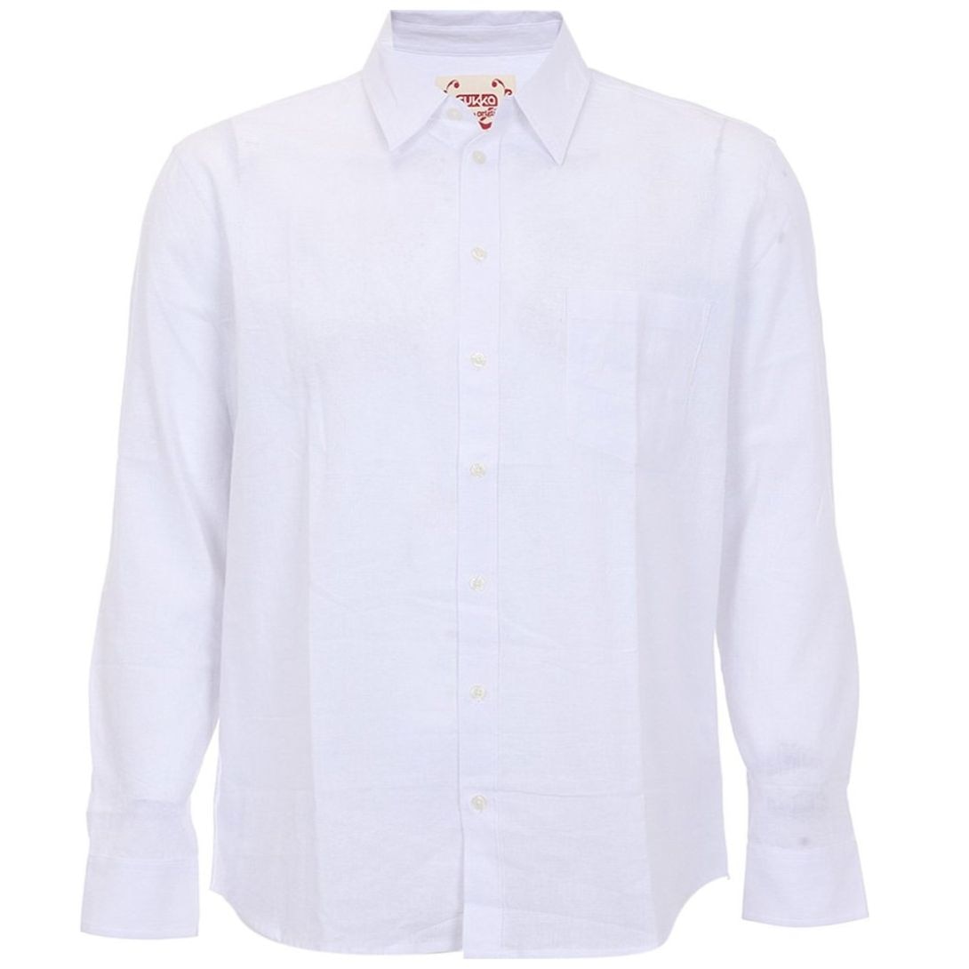 Camisa Lino Manga Larga Fukka para Hombre Plus