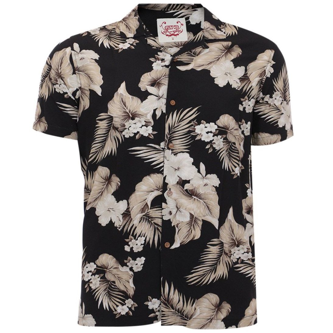 Camisa Estampado Flores Manga Corta Fukka para Hombre Plus