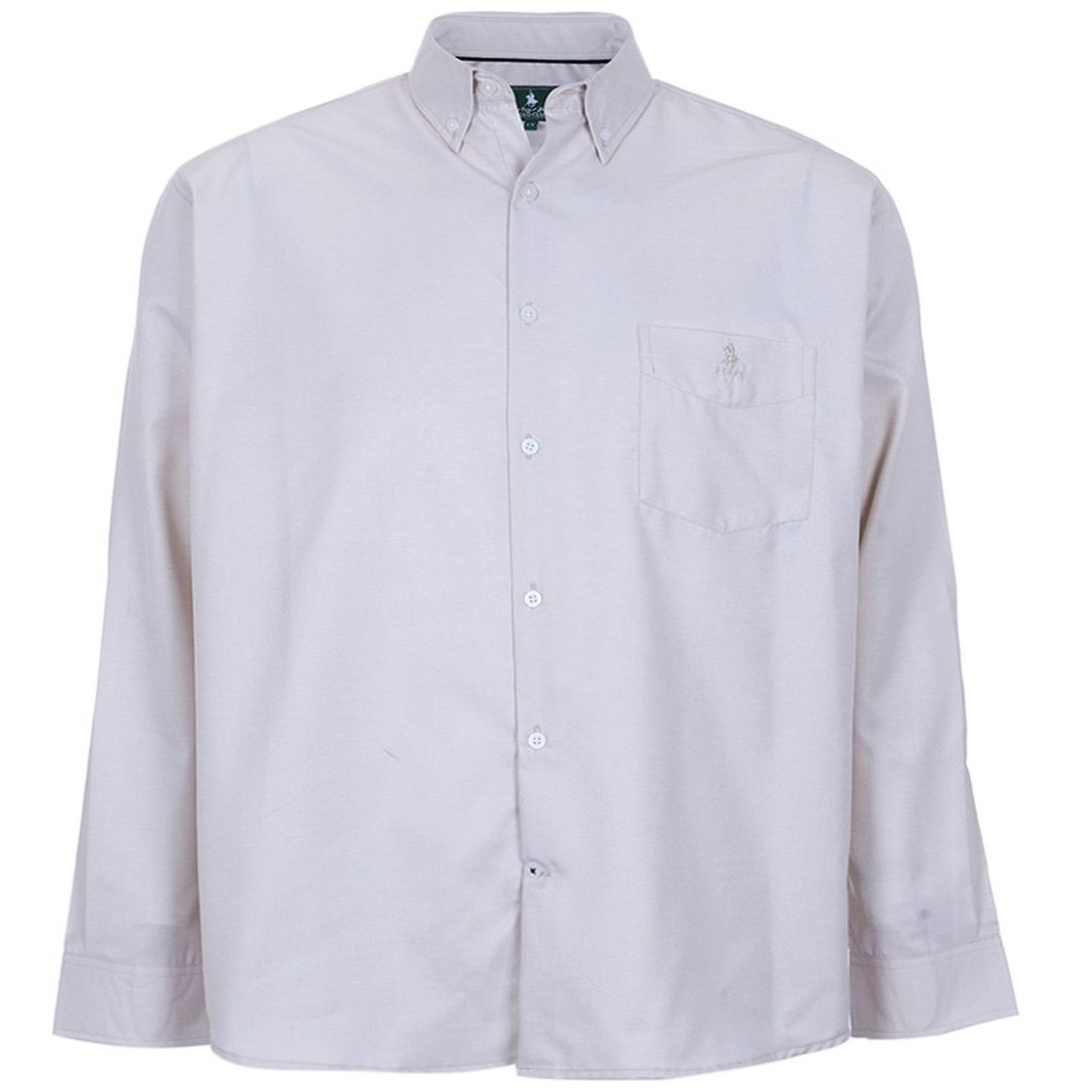 Camisa Lisa Beige Manga Corta Polo Club para Hombre Plus