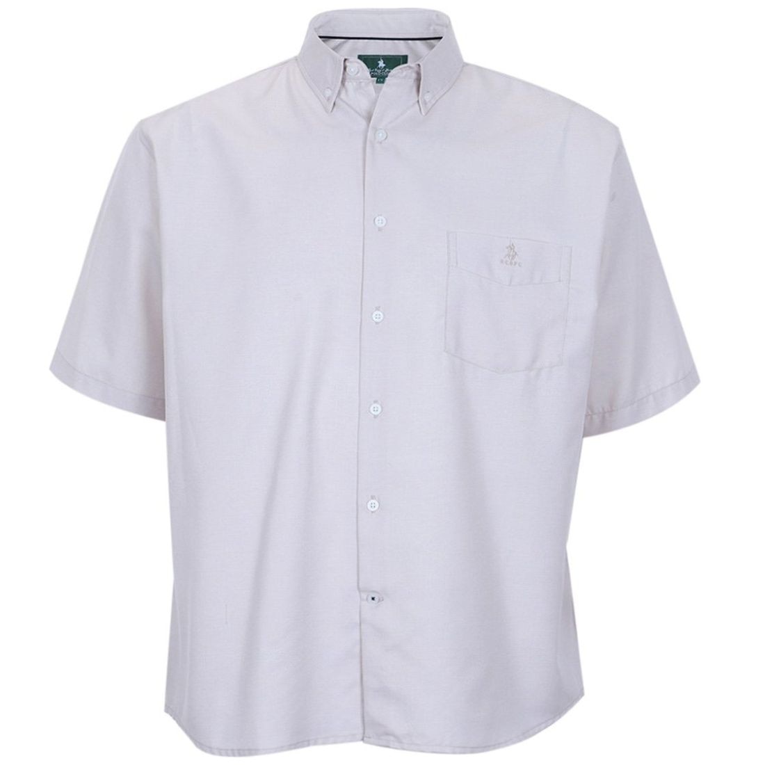 Camisa Lisa Beige Manga Corta Polo Club para Hombre Plus