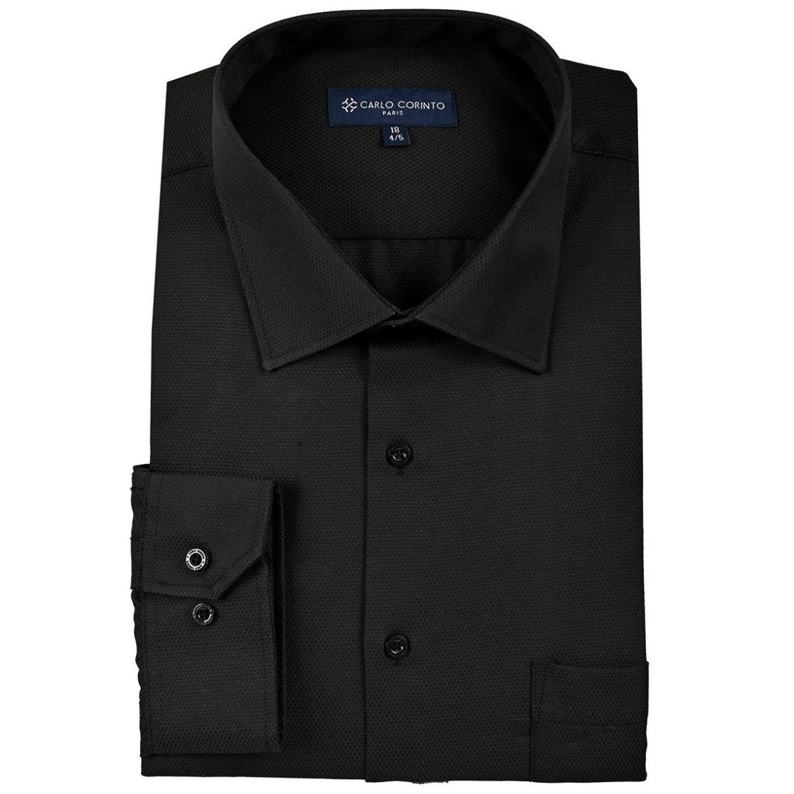 Camisa Falso Lino Negro Carlo Corinto para Hombre Plus