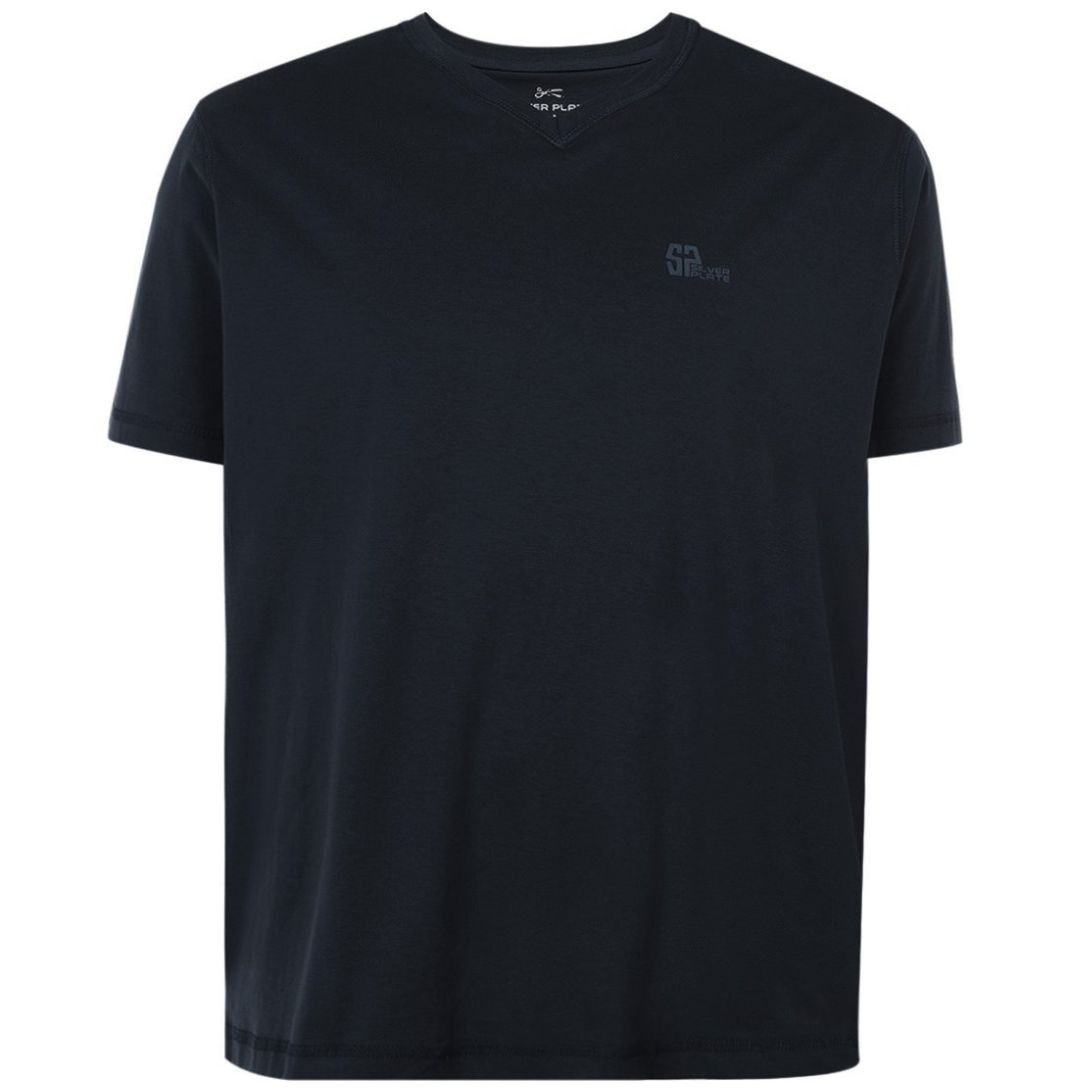 Playera Cuello V Silver Plate con Logo Manga Corta para Hombre Plus