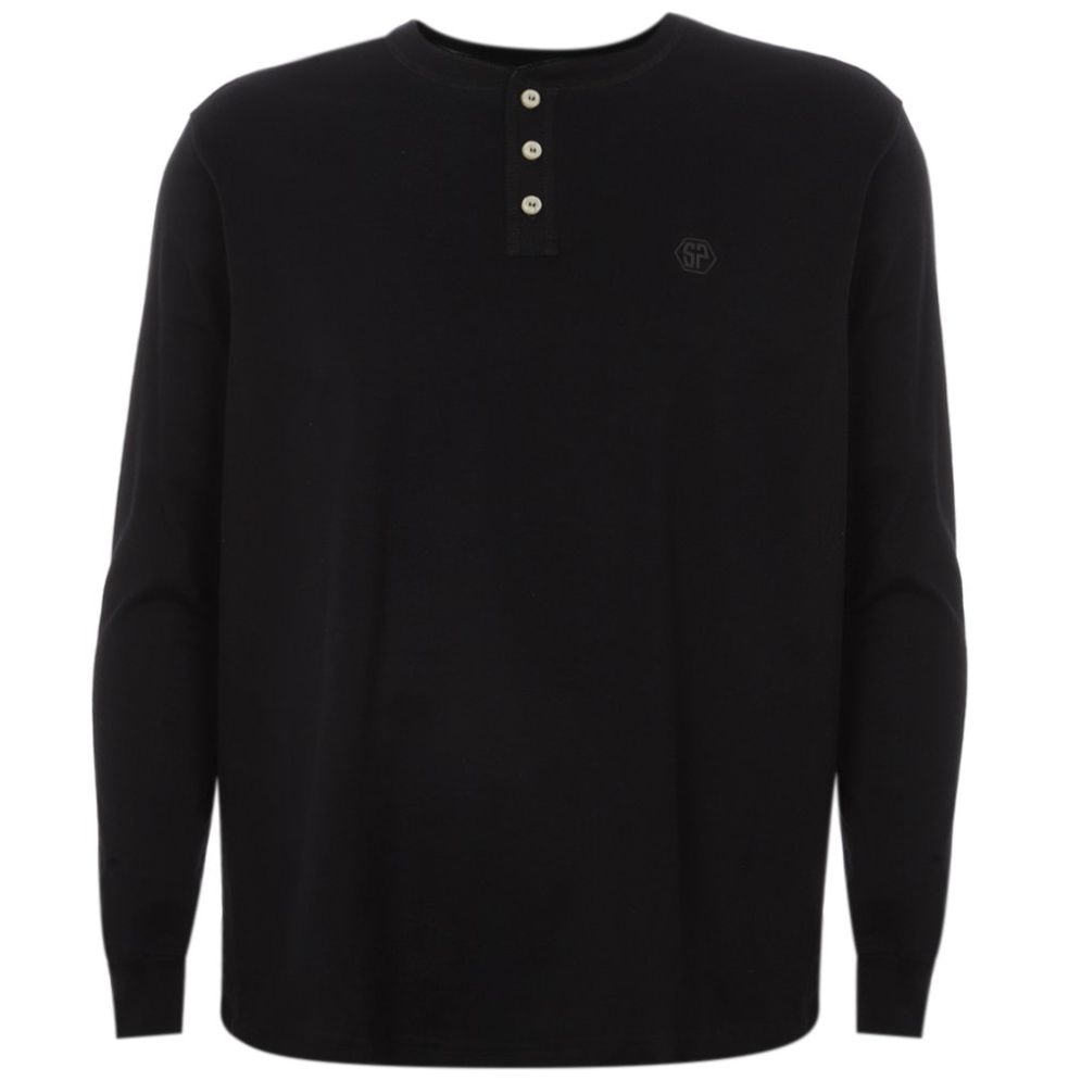 Playera Cuello Henley Silver Plate Manga Larga para Hombre Plus