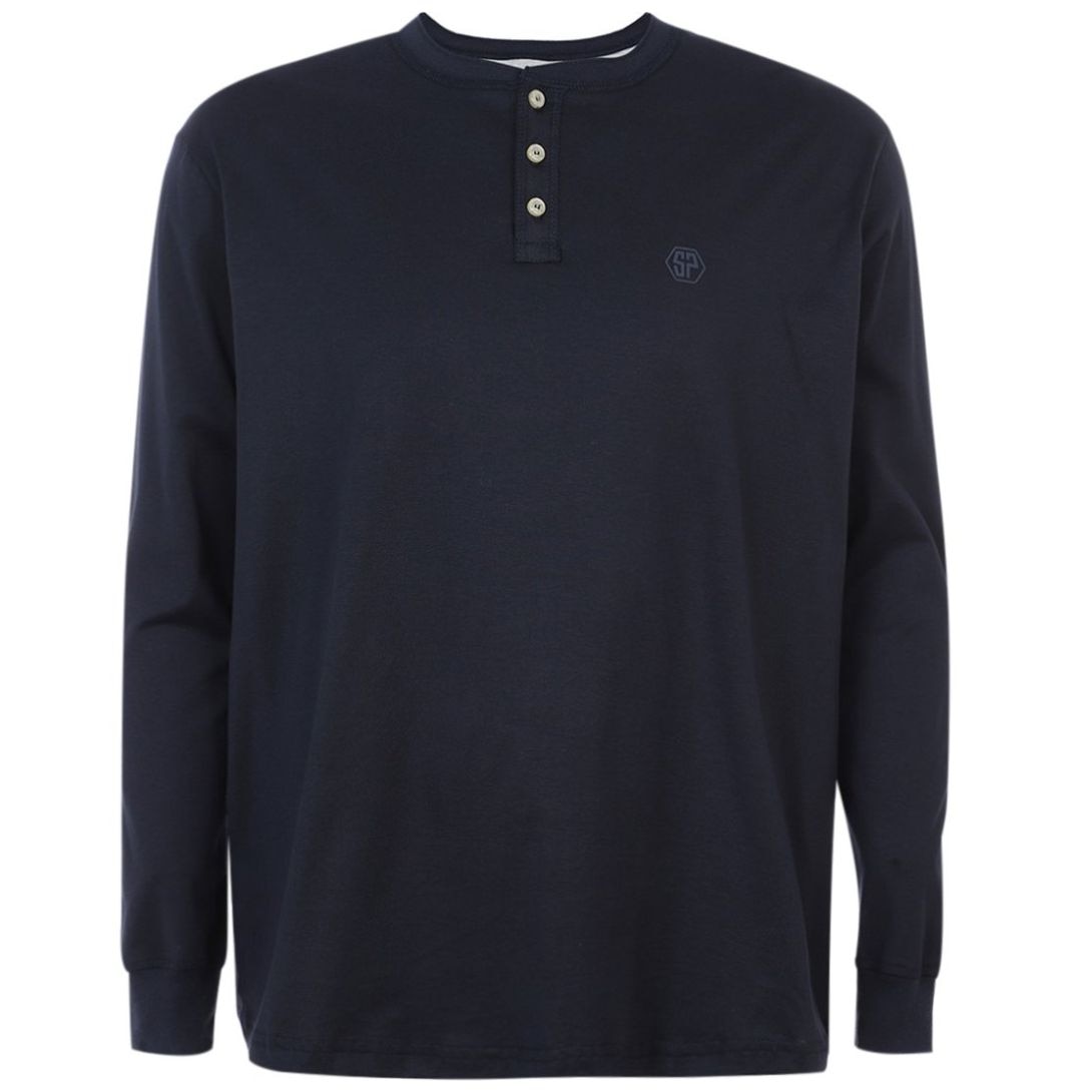 Playera Cuello Henley Silver Plate Manga Larga  para Hombre Plus