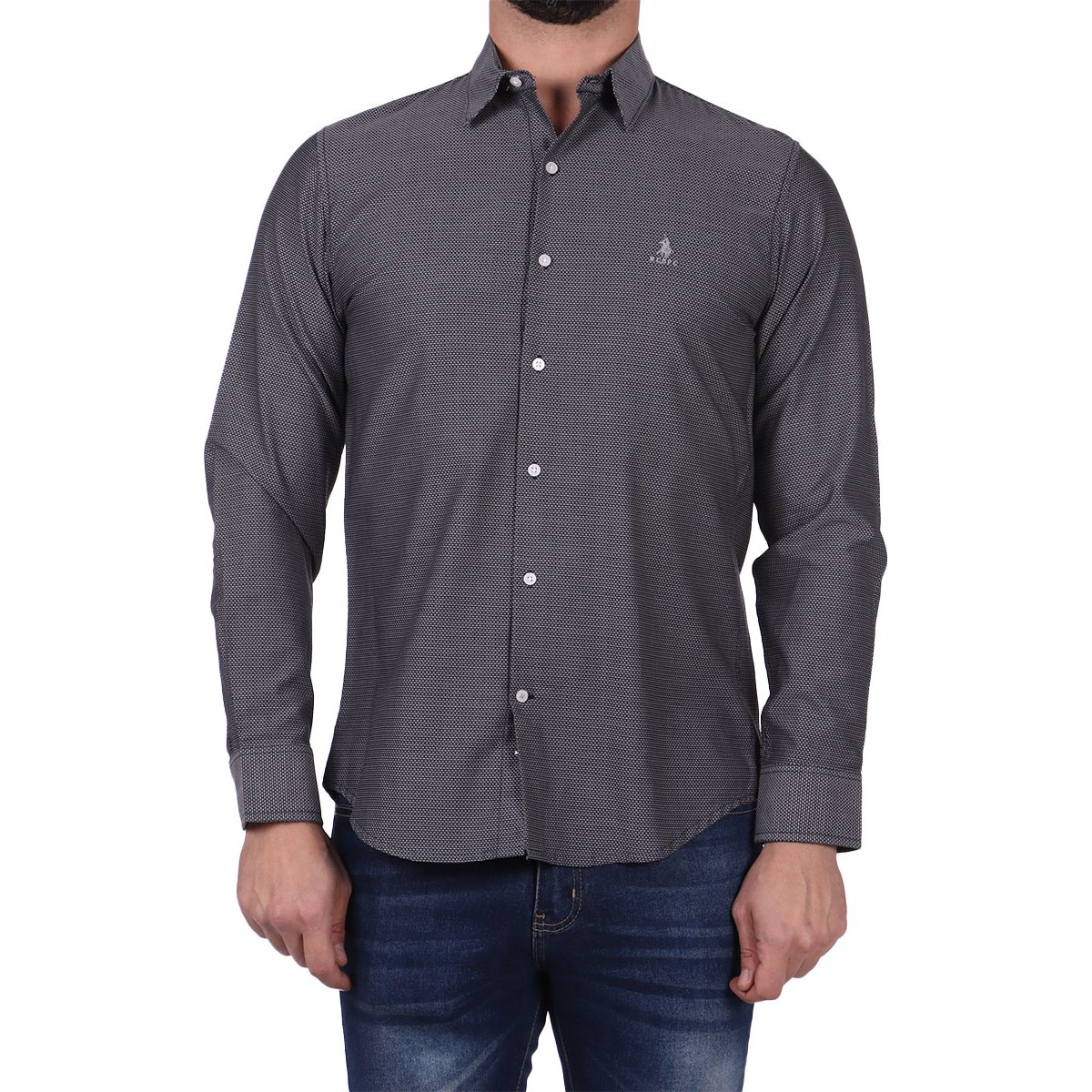 Camisa Manga Larga Fantasía Algodón Polo Club Hombre