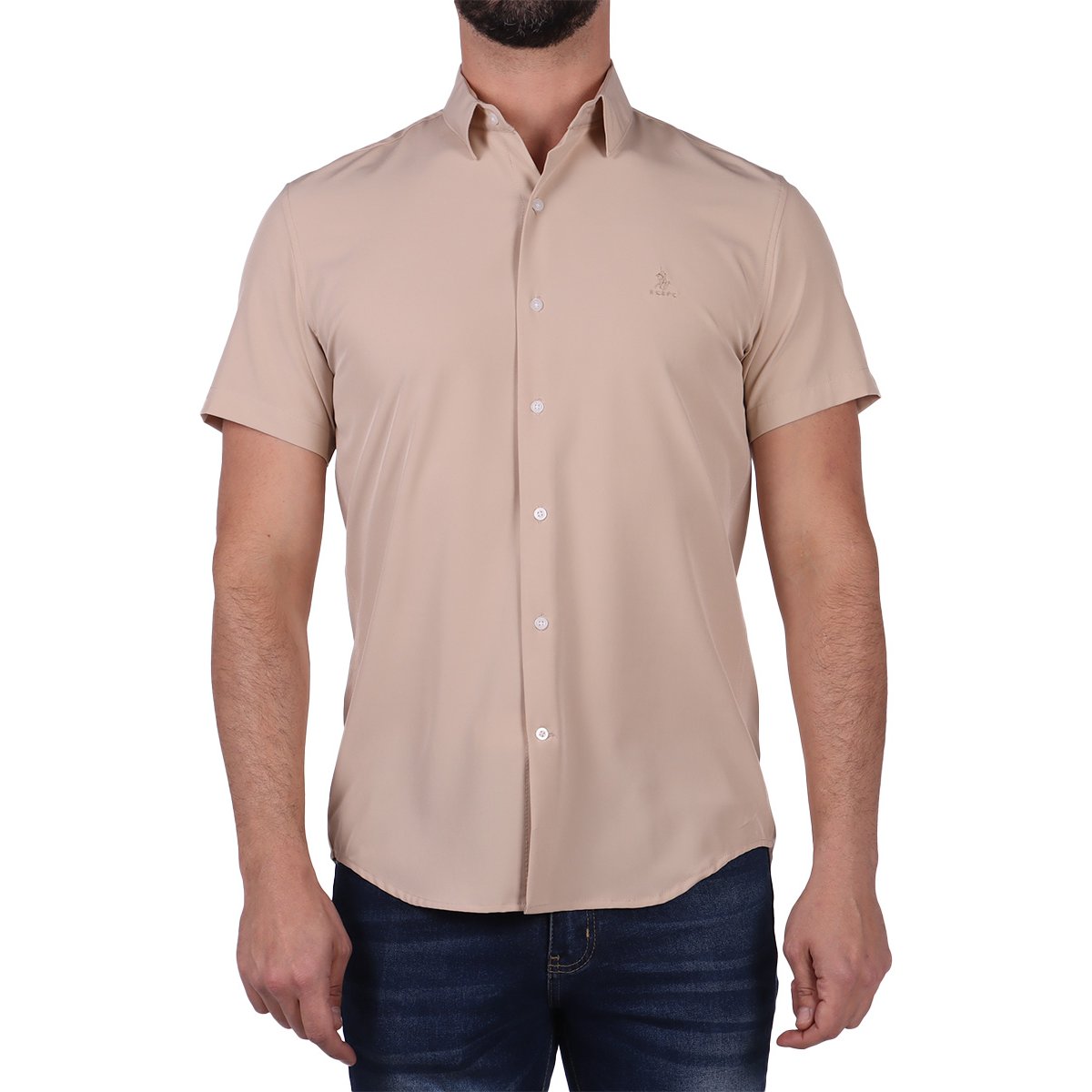 Camisa Lisa Manga Corta Esencial Polo Club Hombre