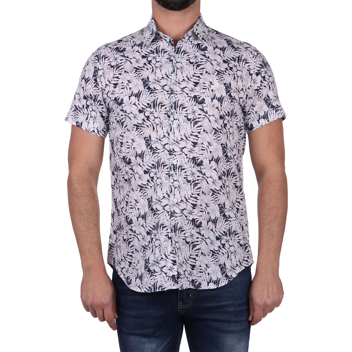 Camisa Estampada Manga Corta Casual Hombre Polo Club