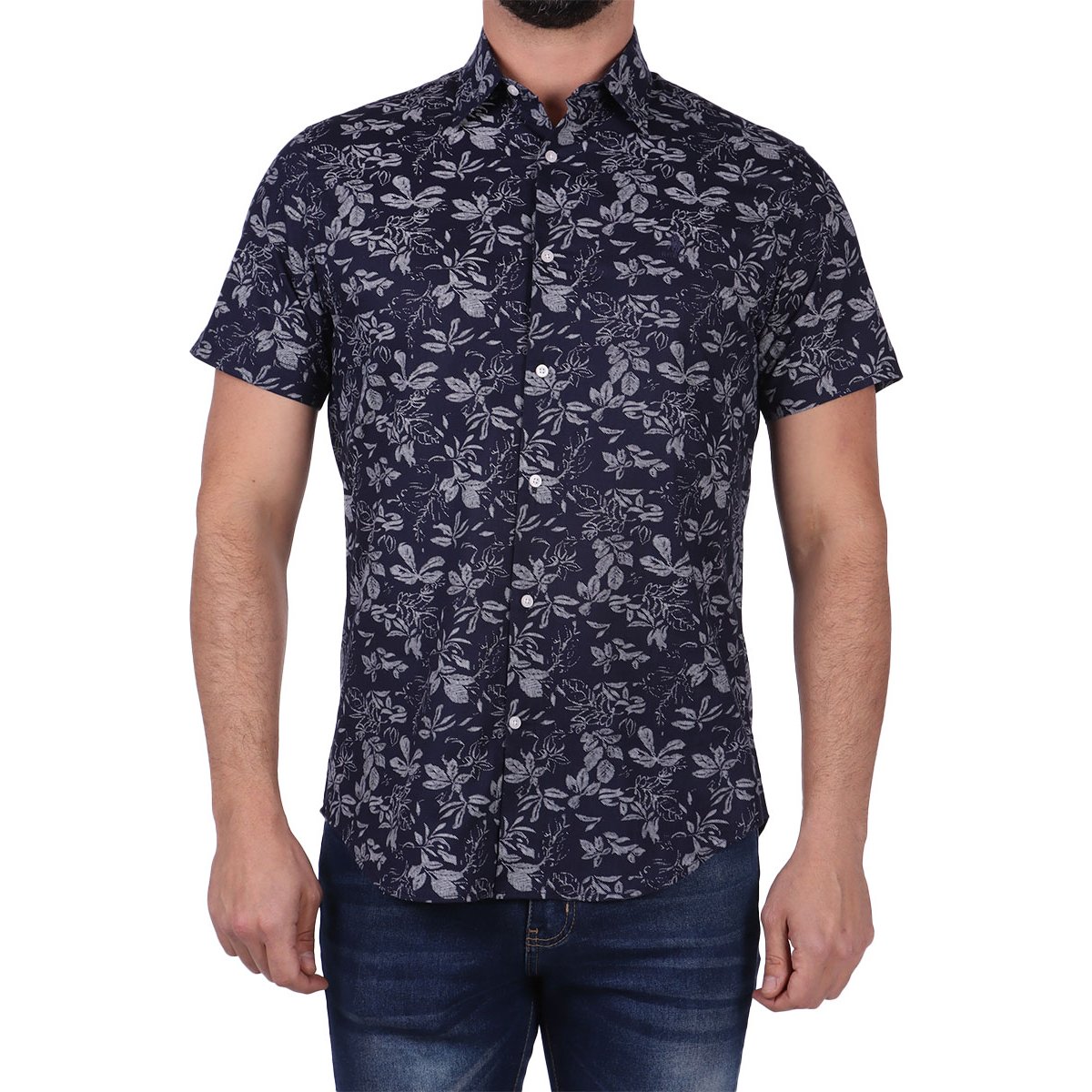 Camisa Manga Corta Estampada Casual Polo Club Hombre