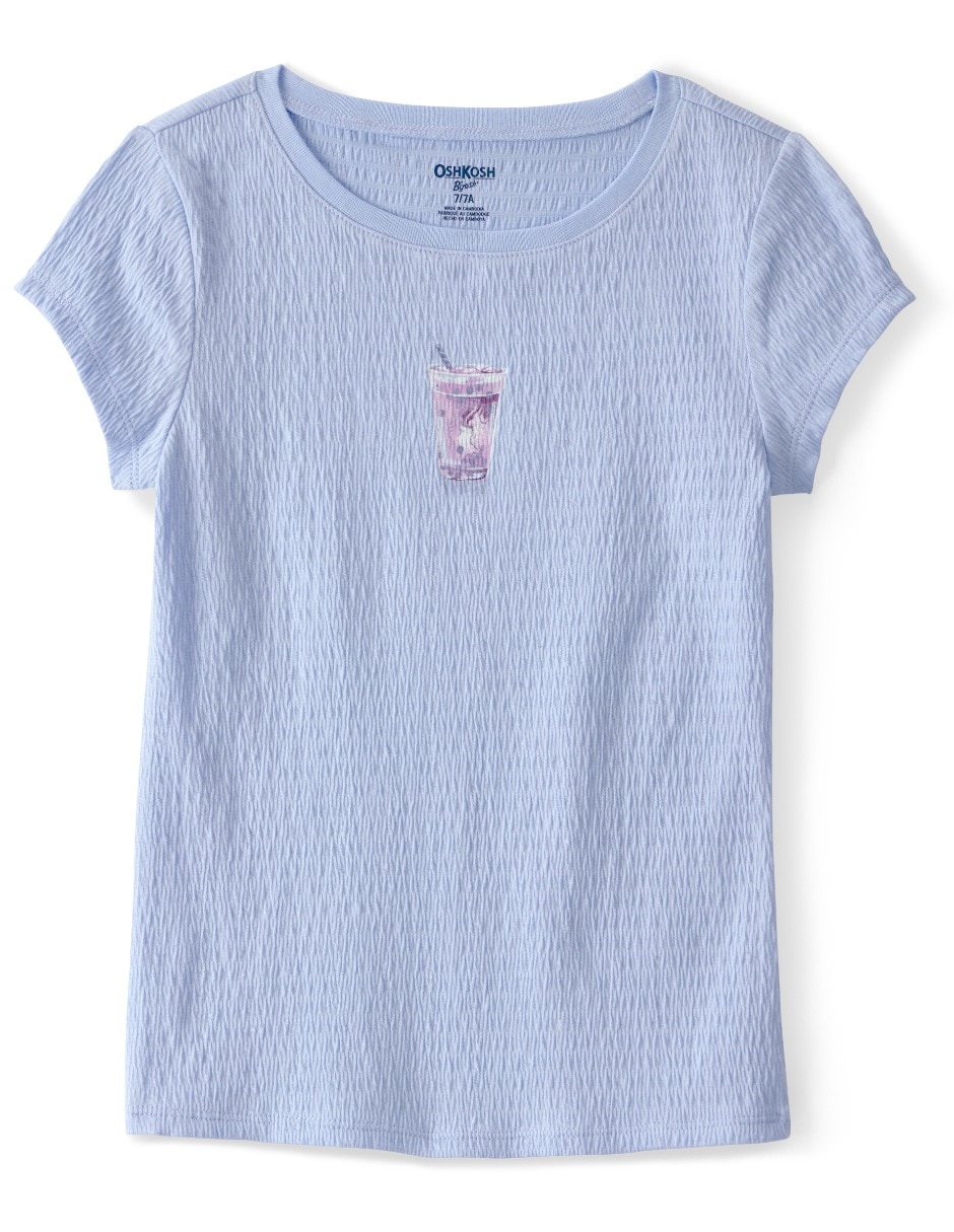 Blusa con Textura y Diseño Té Helado Oshkosh Azul Manga Corta para Niña