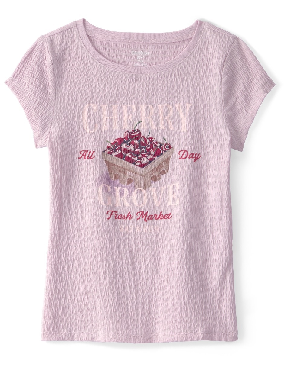 Blusa con Textura y Diseño Cerezas Oshkosh Morado Manga Corta para Niña