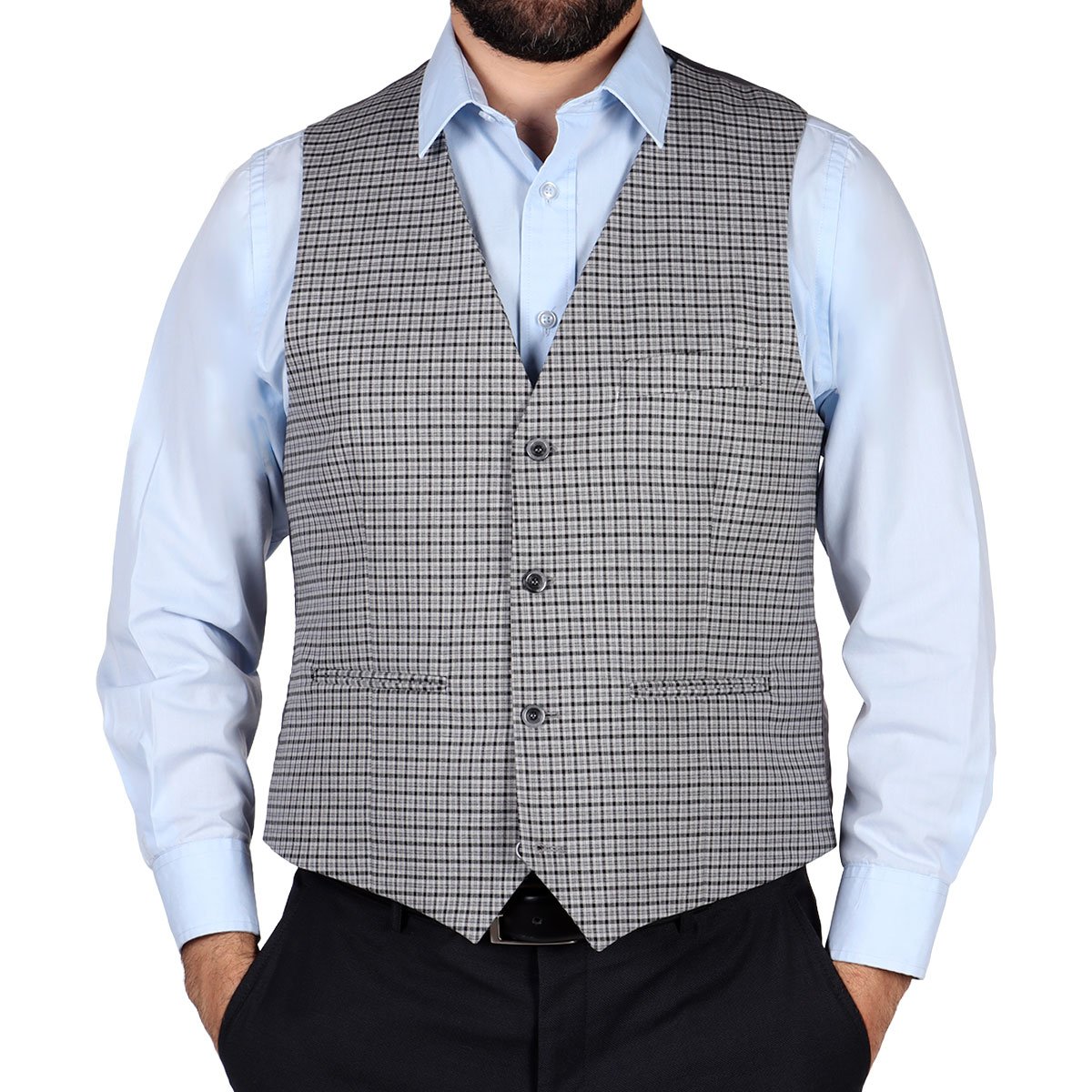 Chaleco Cuadros Cuello V con Botones Bruno Magnani Hombre