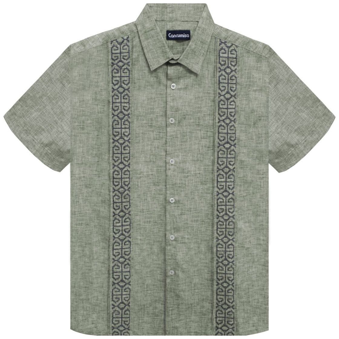Camisa Verde Militar Mexican Cancumisa Manga Corta para Hombre