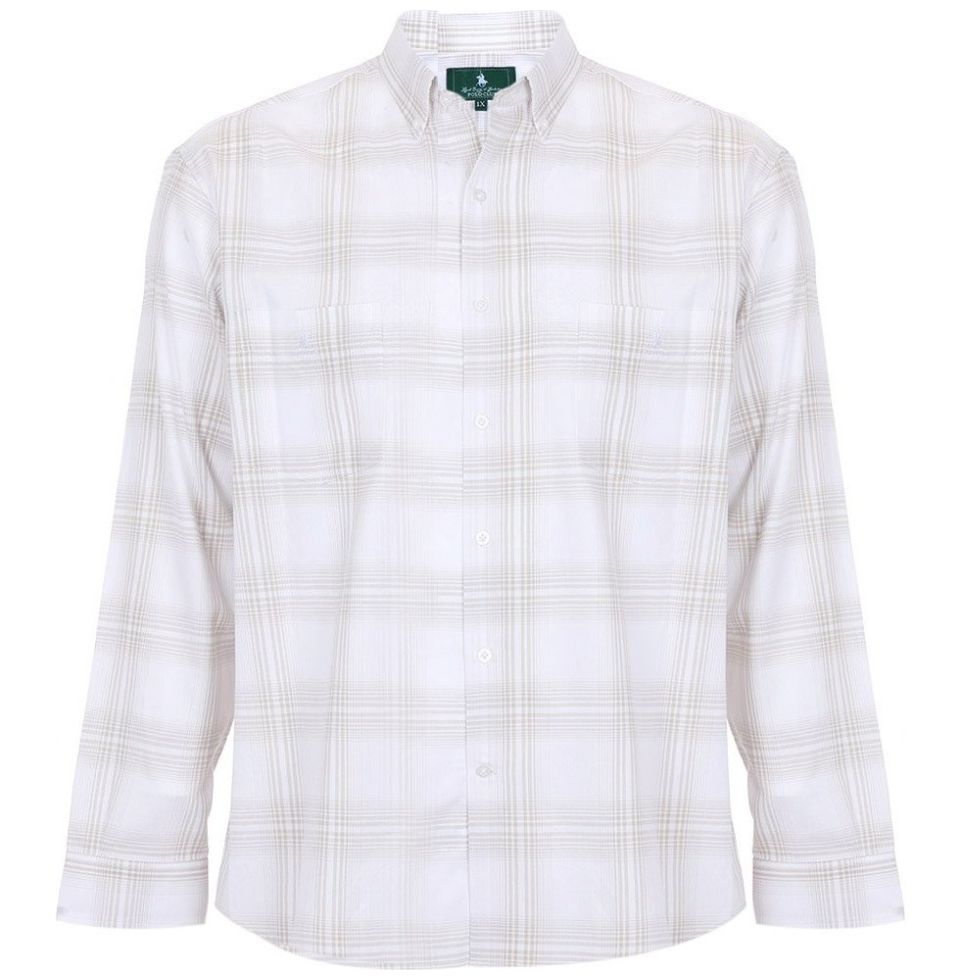 Camisa Cuadros Beige Polo Club Manga Larga para Hombre Plus
