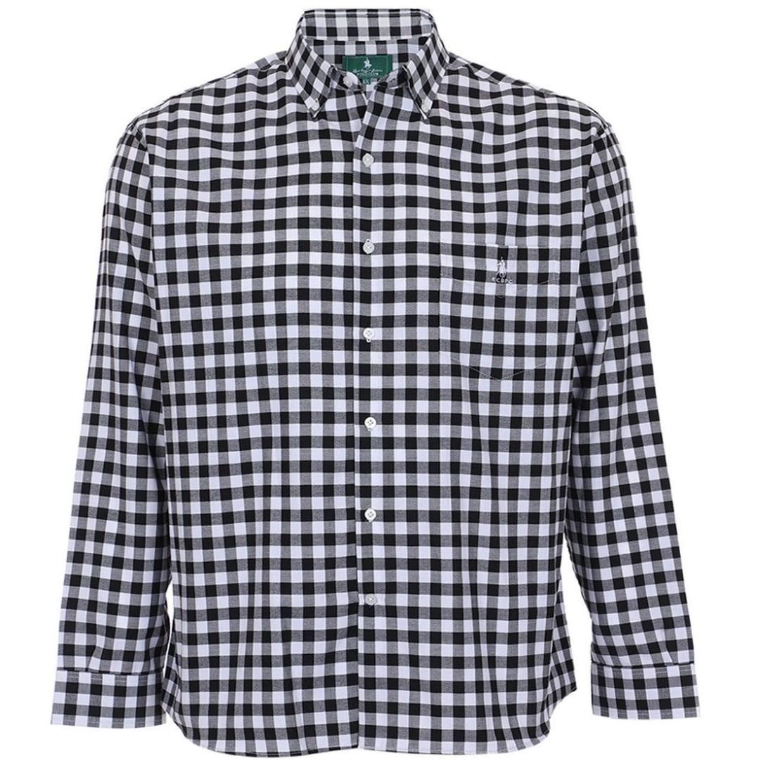 Camisa Cuadros Negro Polo Club Manga Larga para Hombre Plus