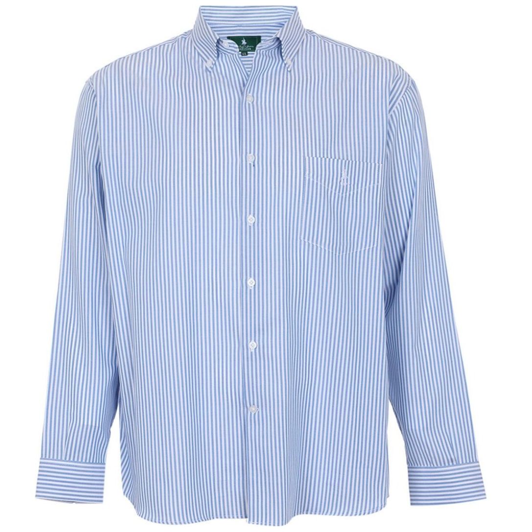 Camisa Rayas Azul Polo Club Manga Larga para Hombre Plus