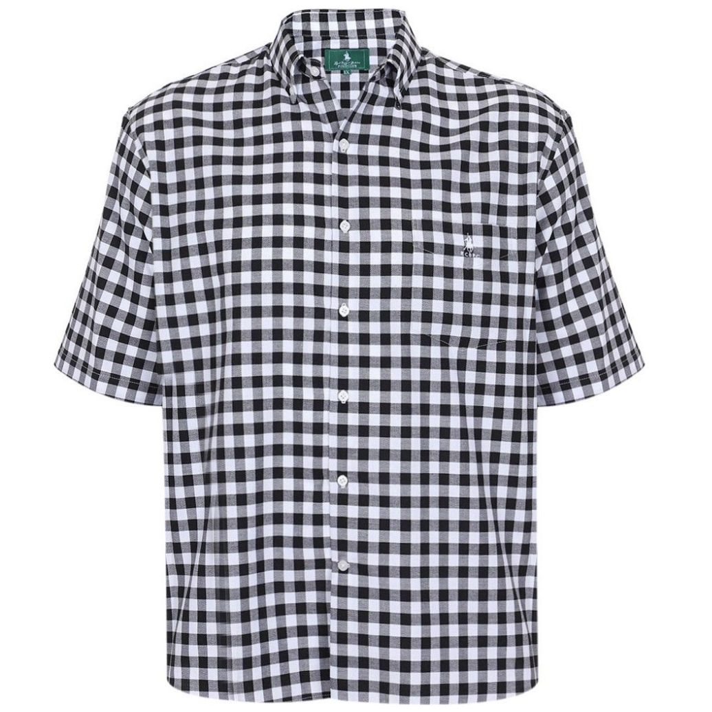 Camisa Cuadros Negro Polo Club Manga Corta para Hombre Plus
