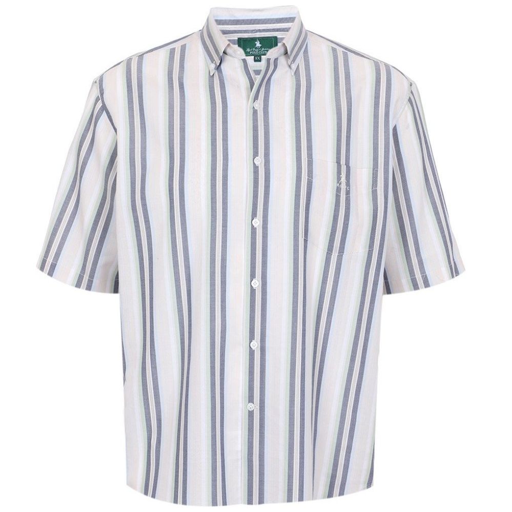 Camisa Rayas Azul Polo Club Manga Corta para Hombre Plus