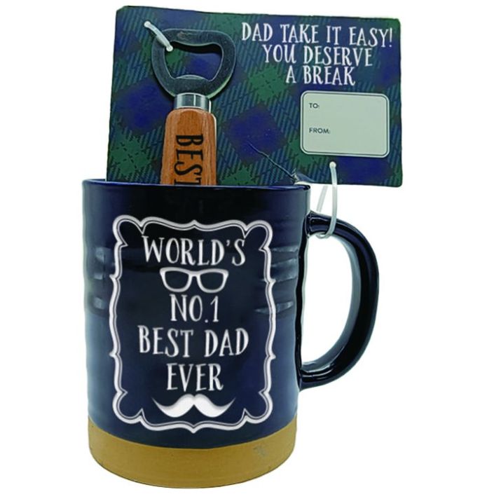 Taza Mejor Padre Cerámica Negro Y Destapador Home And Details