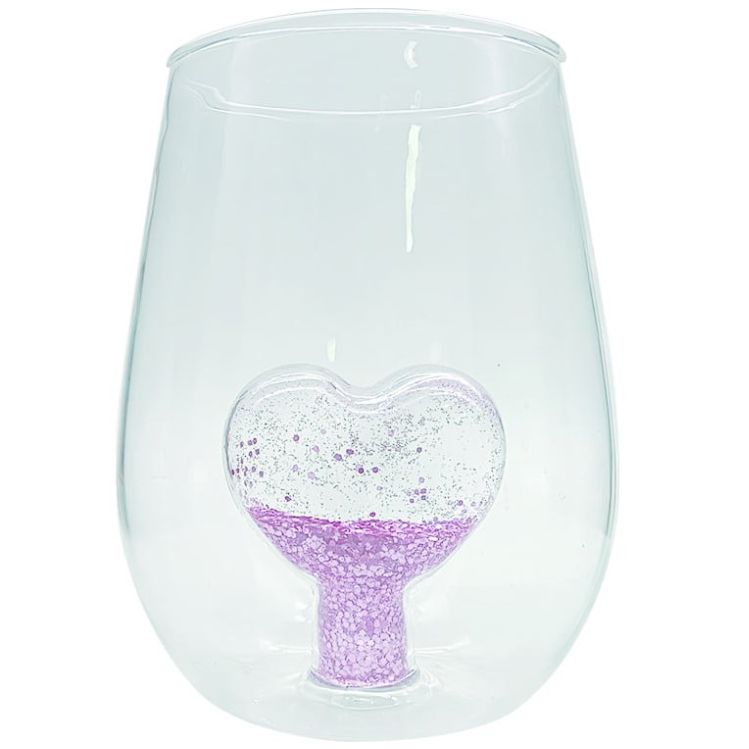 Vaso Ovalado Cristal Corazón Purpurina Brillante Home And Details