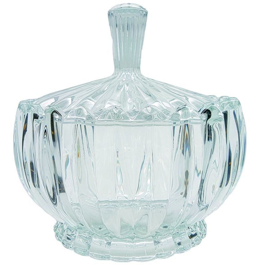 Bombonera 15 Cm Líneas Vidrio Tapa Transparente Home And Details