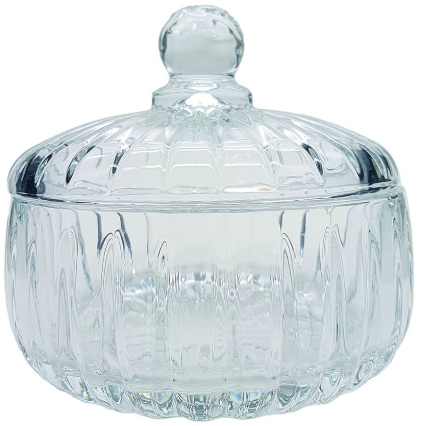 Bombonera 14 Cm Redonda Vidrio Tapa Transparente Home And Details