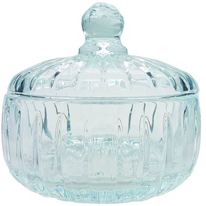 Bombonera 14.20 Cm Redonda Vidrio Tapa Transparente Home And Details