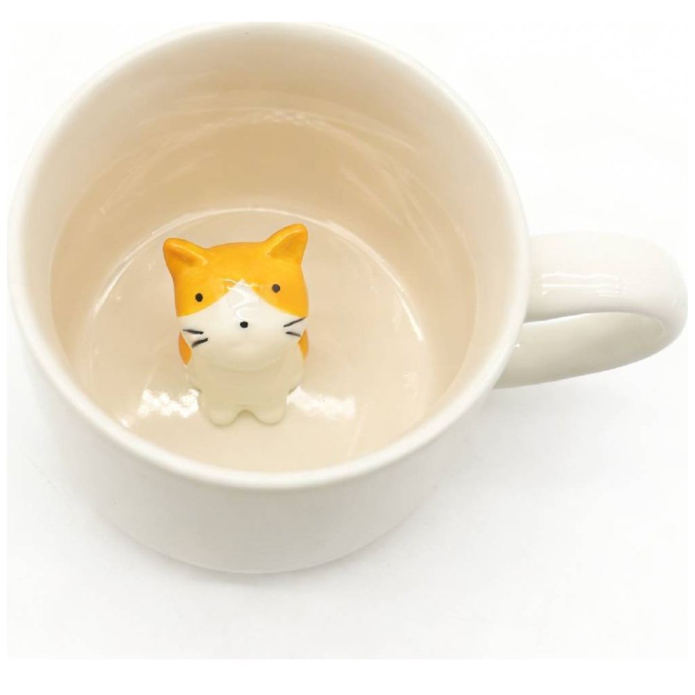 Taza 350 Ml Gato Cerámica Naranja Home And Details