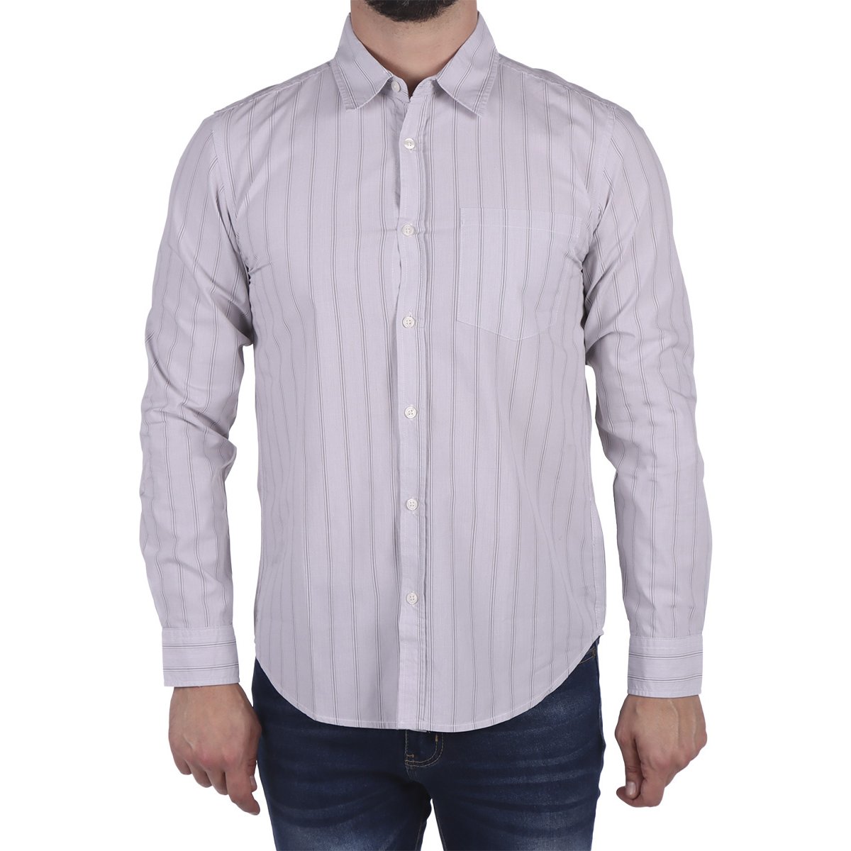 Camisa Manga Larga Rayas Regular Fit Jeanious para Hombre