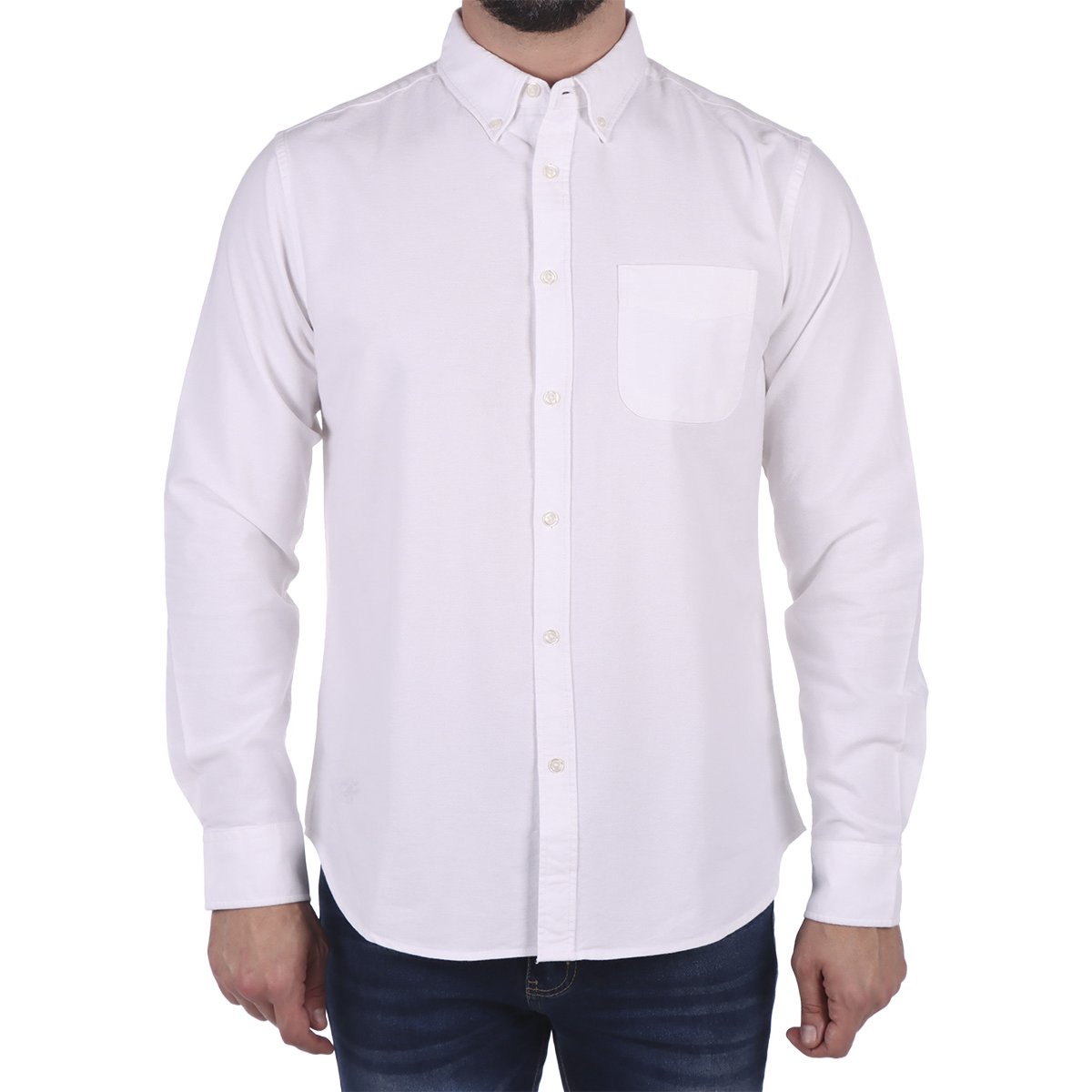 Camisa Oxford Manga Larga Diseño Liso Jeanius para Hombre