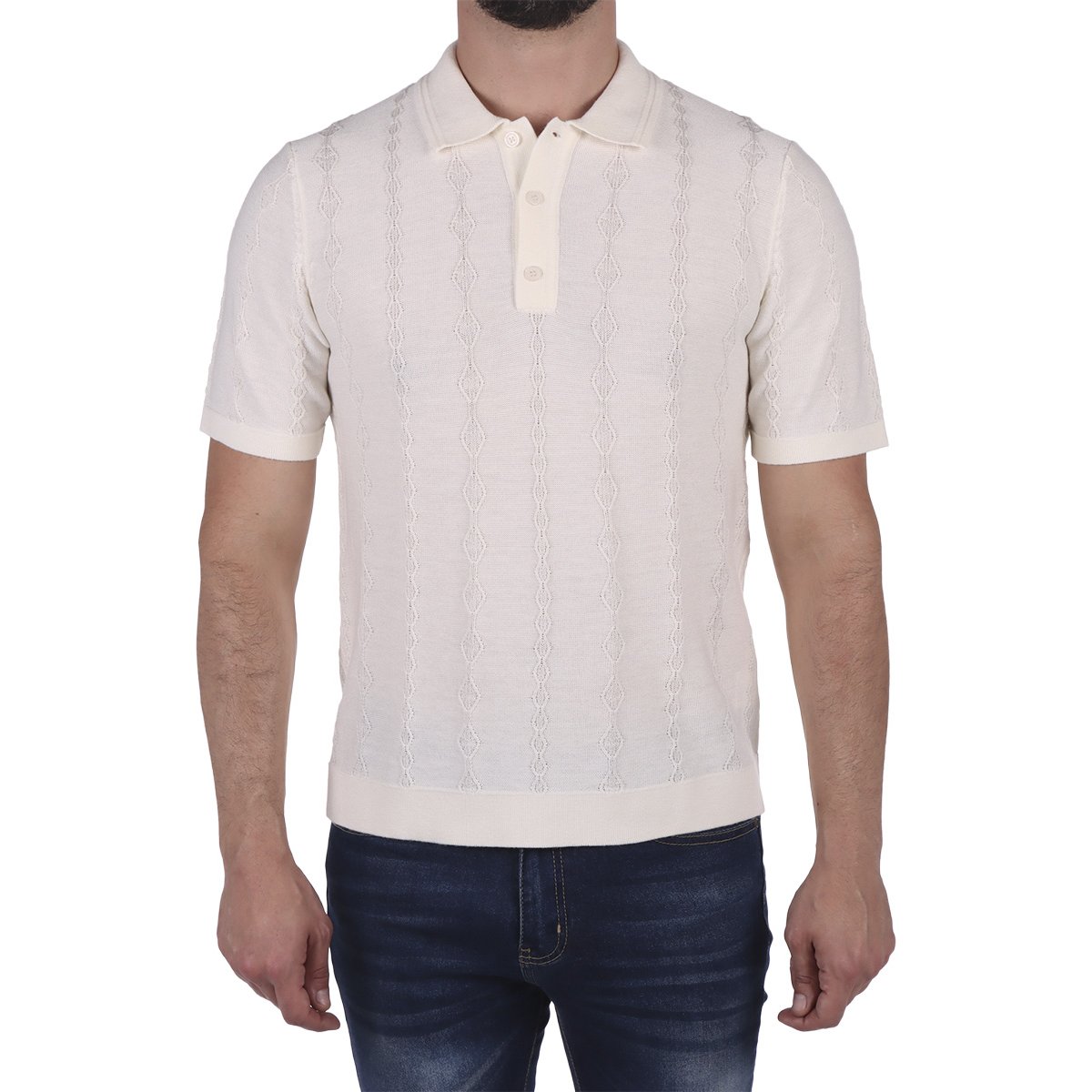 Playera Polo Patrón Tejido Manga Corta Jeanious para Hombre