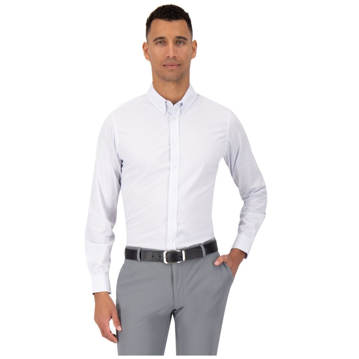 Camisa Regular Fit Cuadros Formens Blanca Manga Larga para Hombre