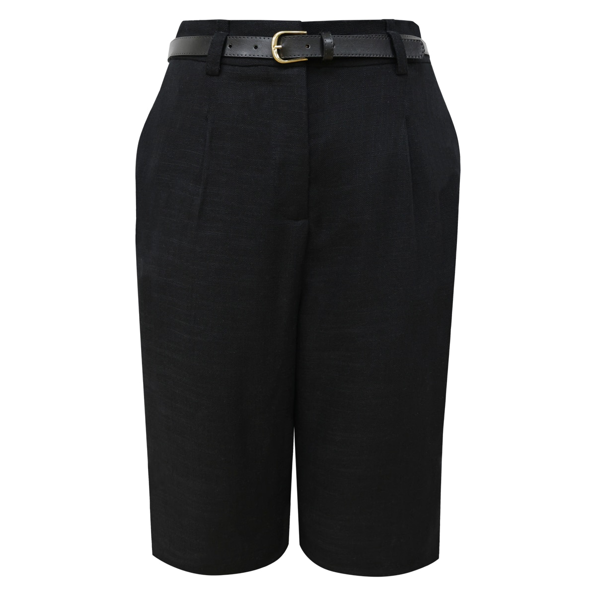 Bermuda Negra con Cinturón para Mujer Elle