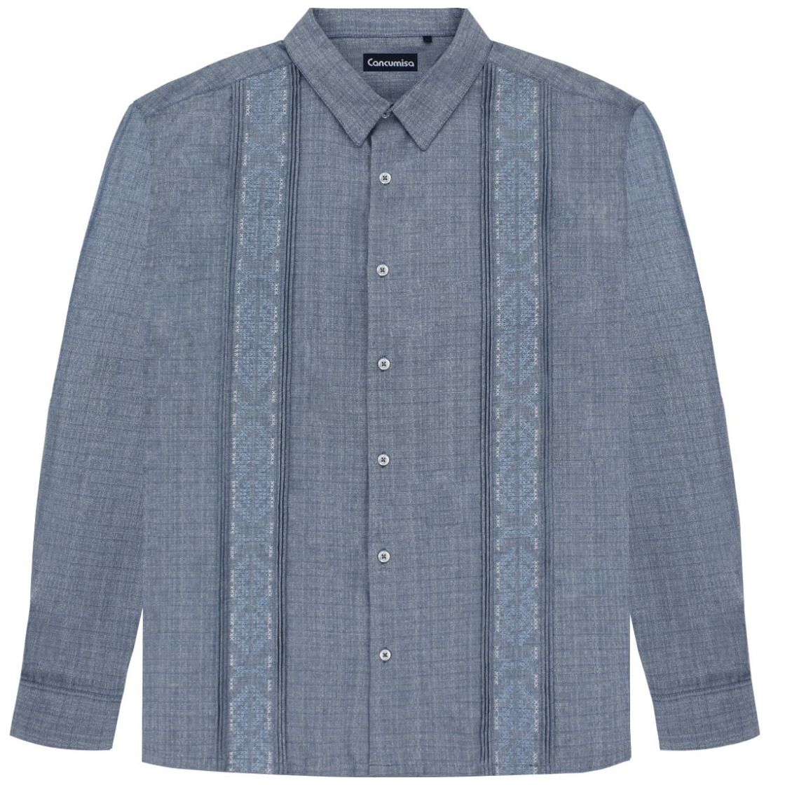 Guayabera Manga Larga Bordado y Alforzas Cancumisa para Hombre Plus