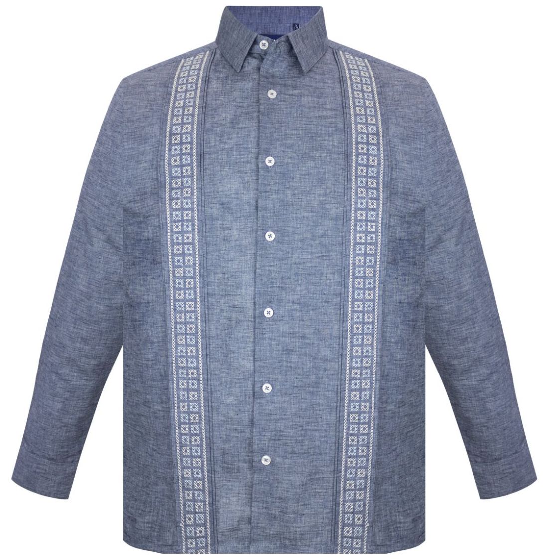 Guayabera Manga Larga Bordado y Alforzas Cancumisa para Hombre Plus