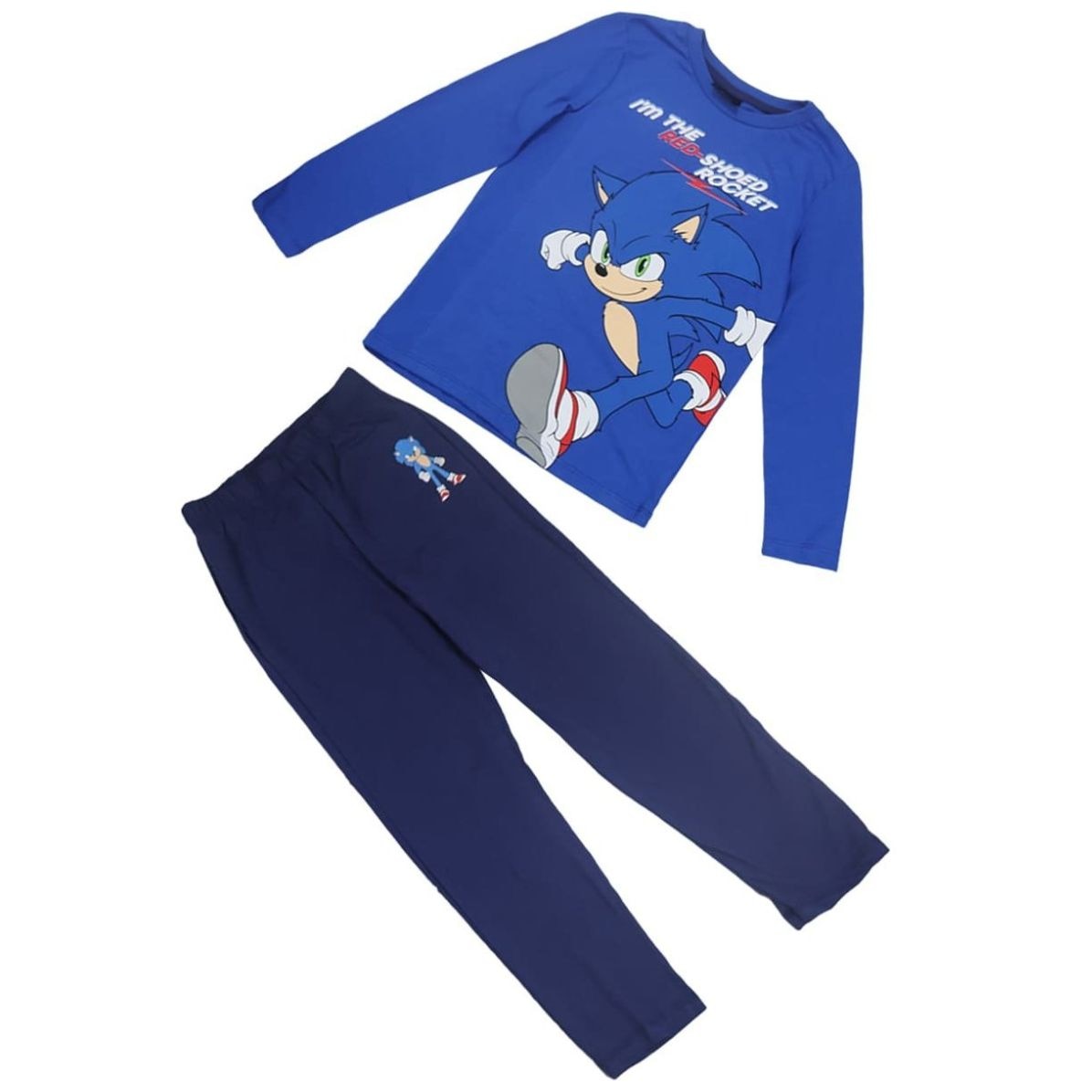 Pijama de Playera Manga Larga y Pantalón Diseño Sonic para Niño