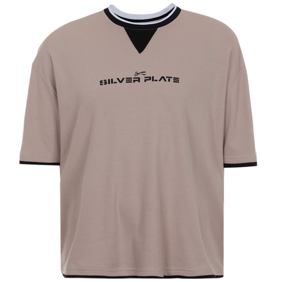 Playera con Diseño Contraste Silver Plate Black para Hombre Plus