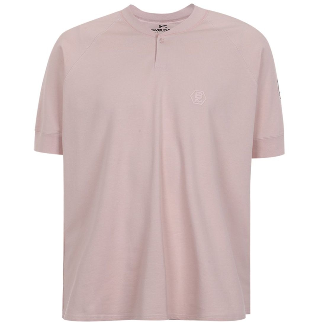Playera Cuello Henley Silver Plate Black para Hombre Plus