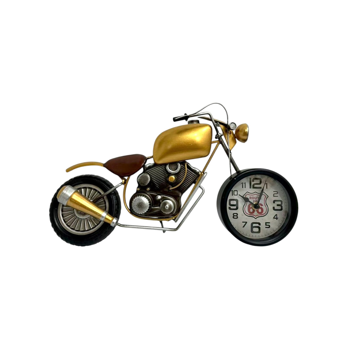 Reloj de Mesa Motocicleta Clásica Dorado Metalizado Dd1874 Mideko
