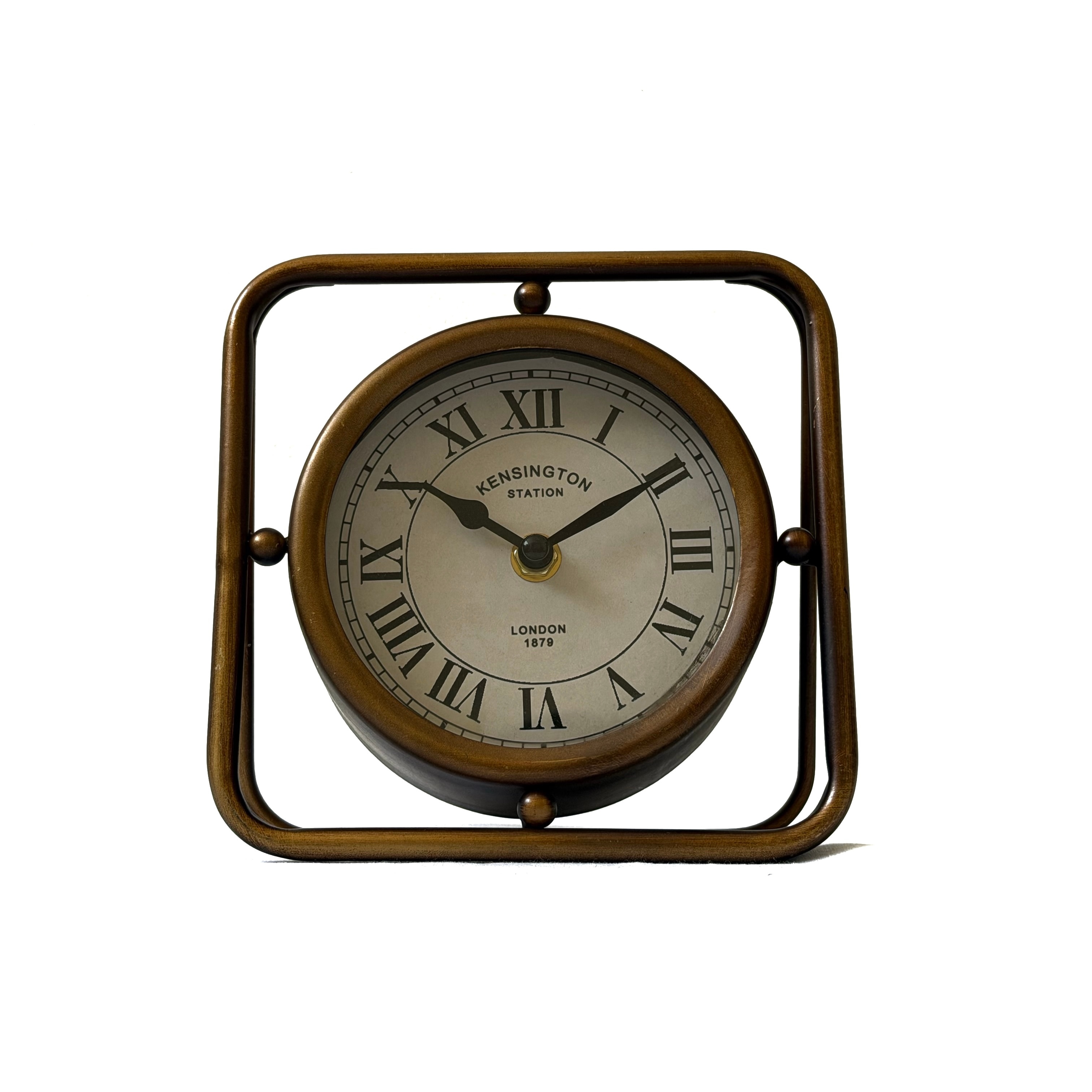 Reloj de Mesa Redondo Marco Cuadrado Geométrico Dd1864 Mideko