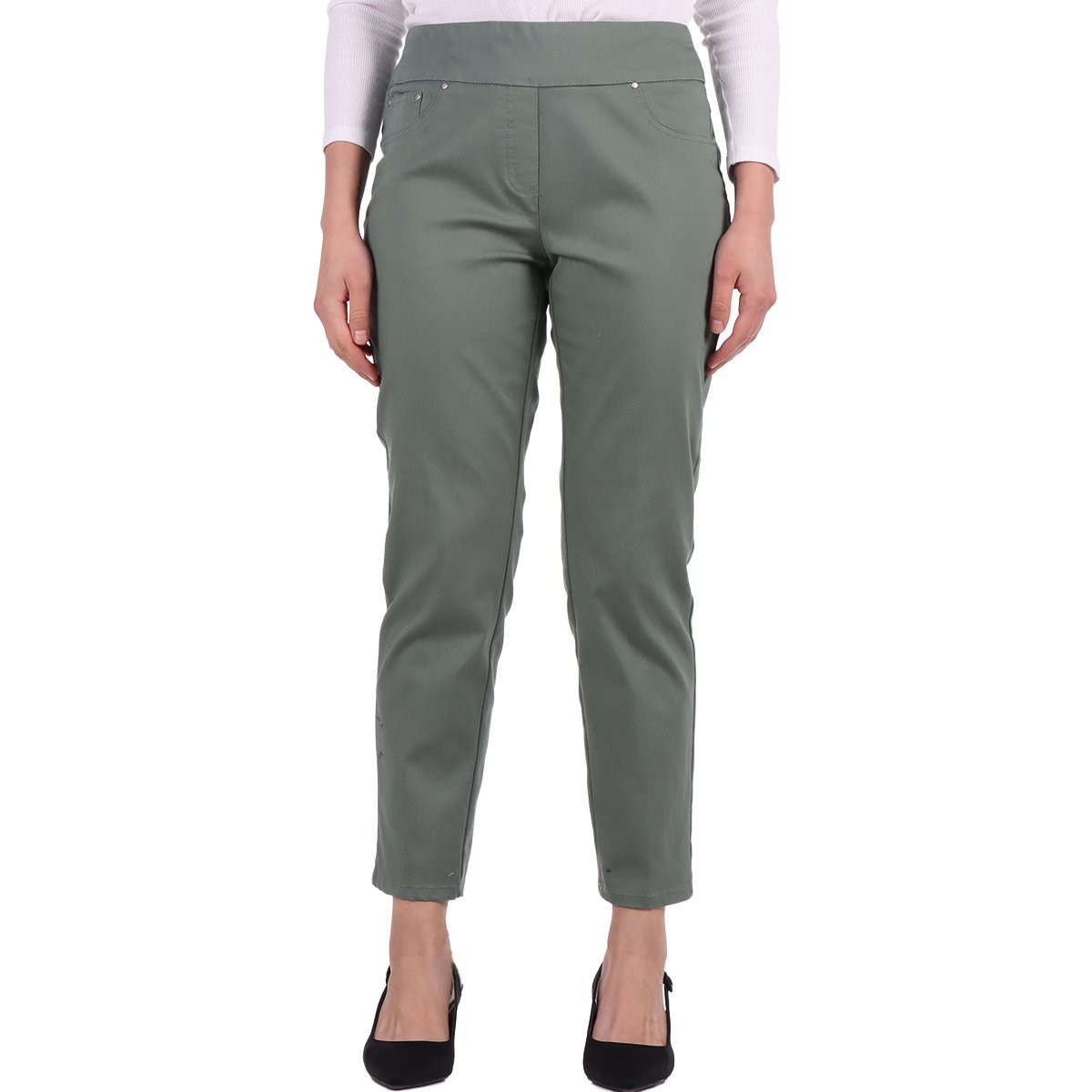 Pantalón Recto Tiro Alto Pretina Elástica Ruby Rd para Mujer