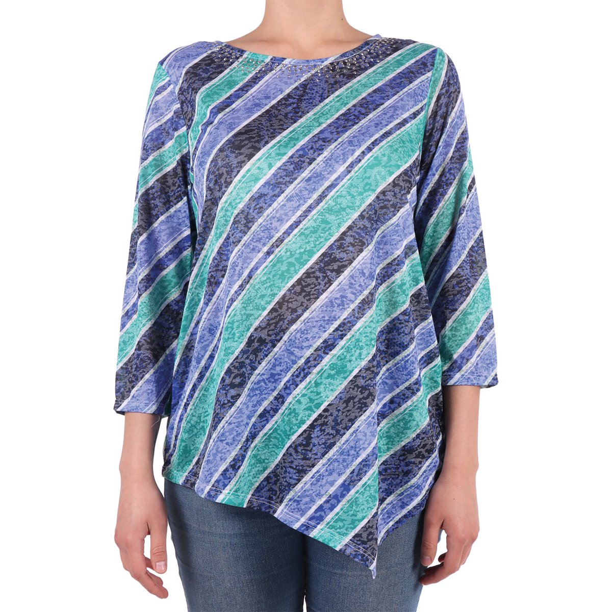 Blusa Holgada Asimétrica Rayas Diagonales Ruby Rd para Mujer