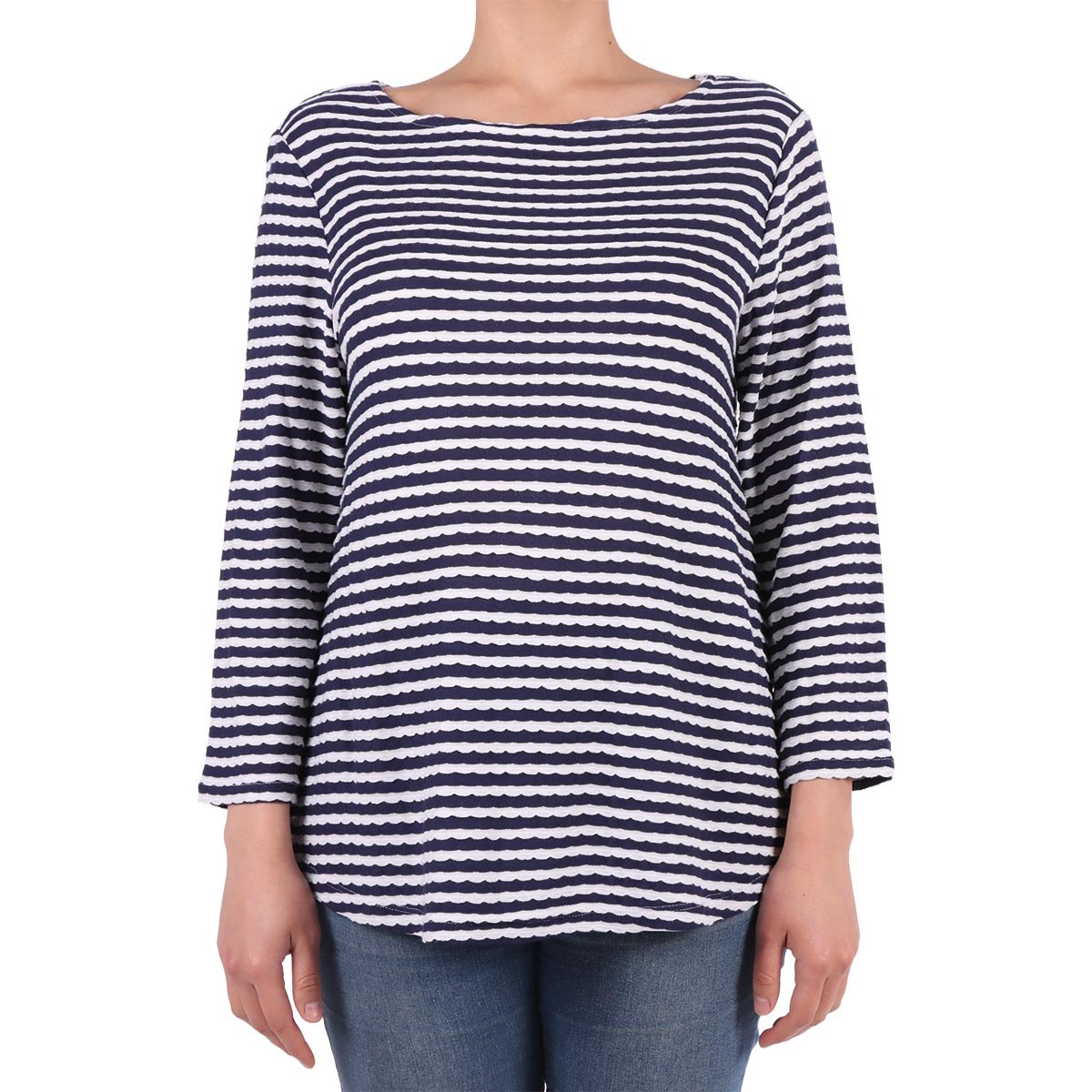 Blusa Rayas Mangas 3/4 Cuello Barco Ruby Rd para Mujer