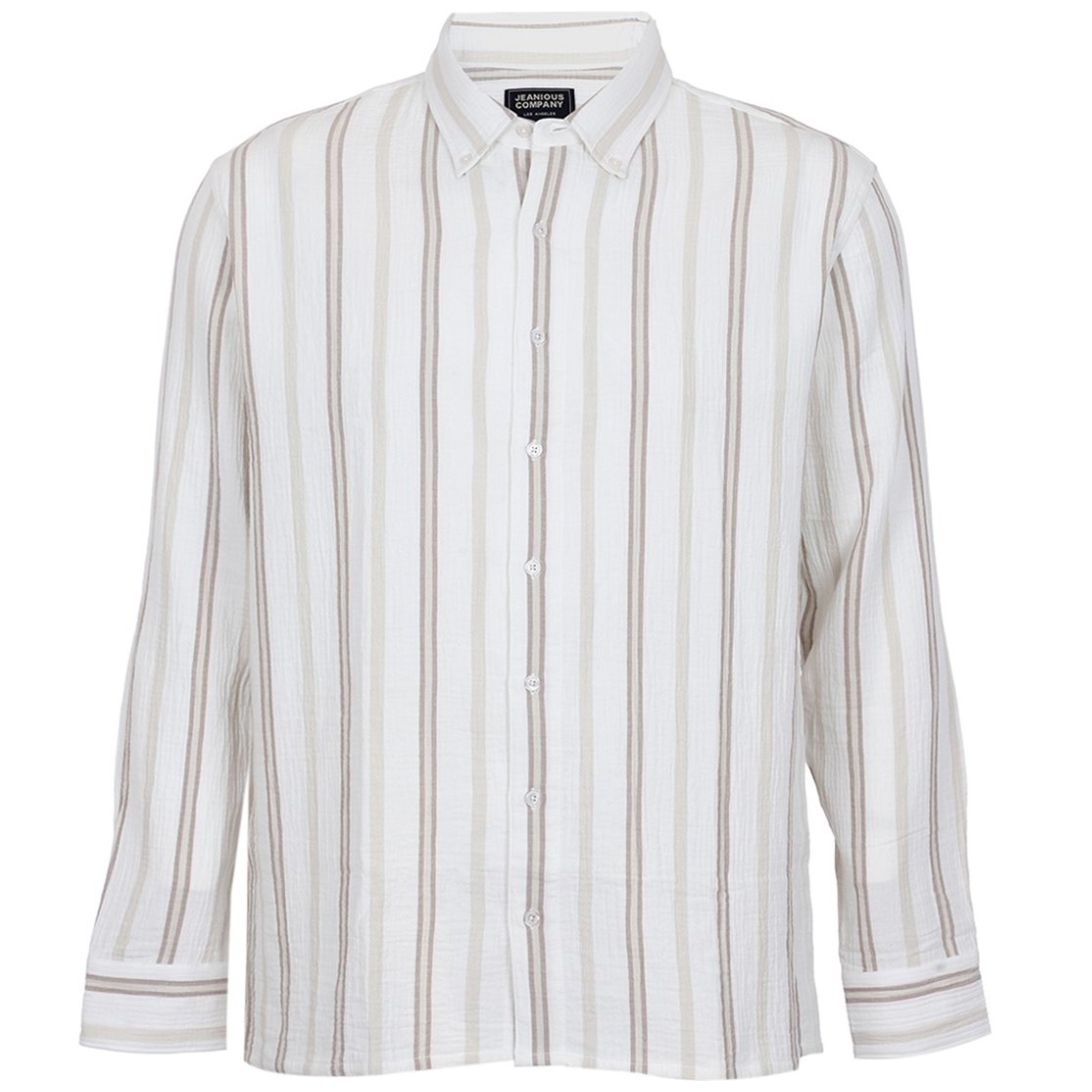 Camisa Rayas Manga Larga Jeanious para Hombre Plus