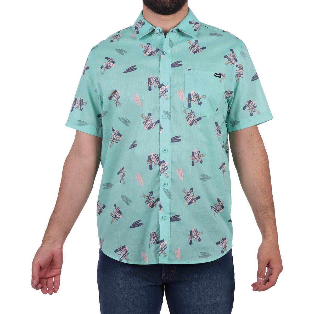 Camisa Manga Corta Estampado Playero Surf Hurley para Hombre
