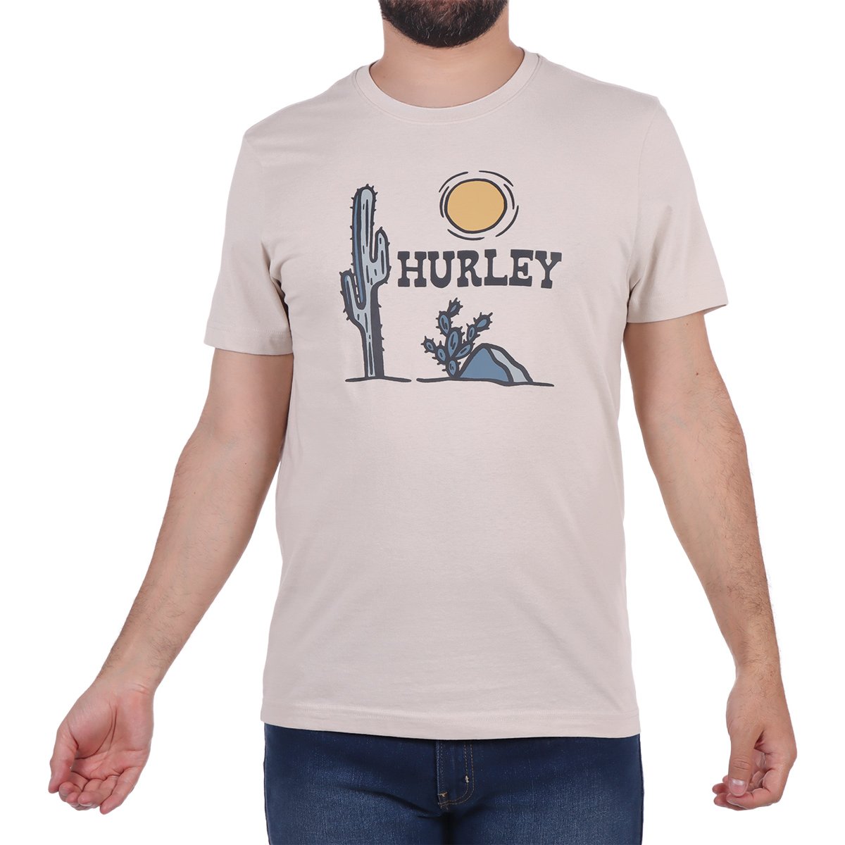 Playera Estampado Desértico y Logo Hurley para Hombre