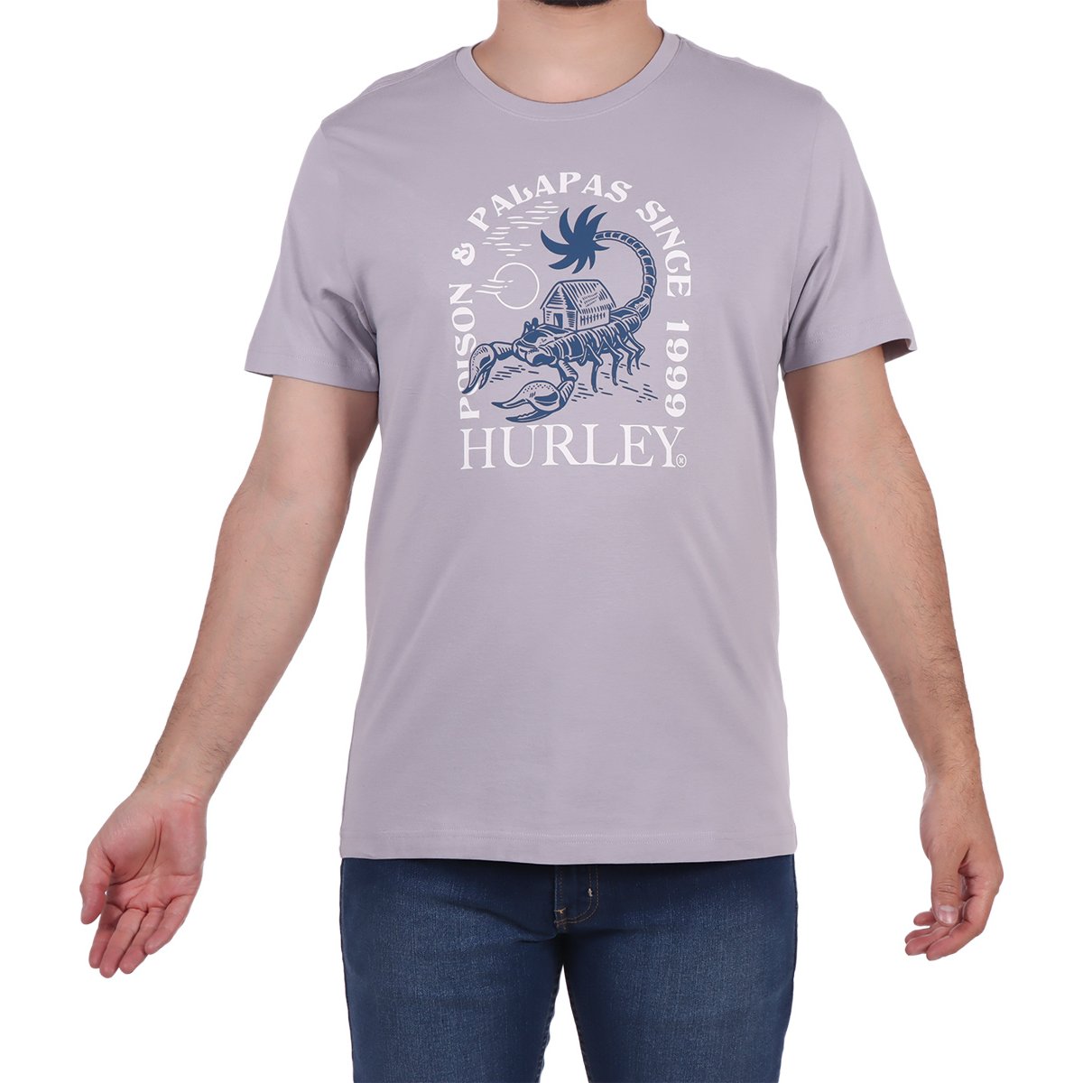 Playera Manga Corta Estampado Alacrán y Logo Hurley para Hombre