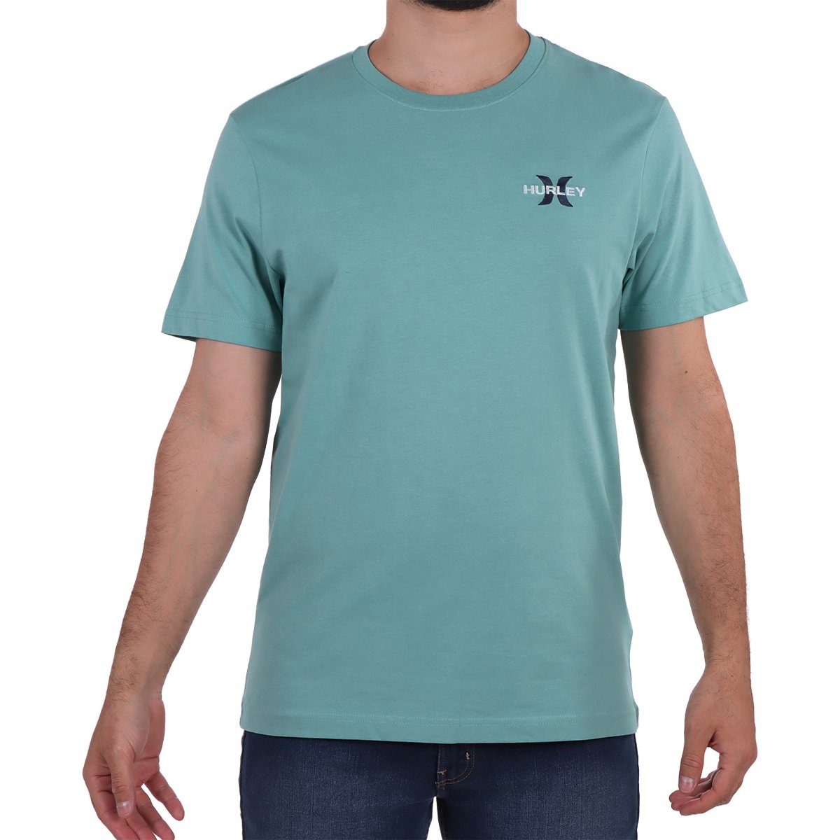 Playera Lisa Menta con Gráfico y Logo Hurley para Hombre